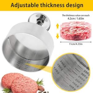 卸売304ステンレス鋼調整可能な厚さハンバーガーメーカーミートパイプレス機パティモールド手動ミートプレス - Product Image 2