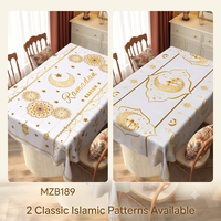 Nappe islamique durable pour l'Aïd Moubarak, en polyester, pour le Ramadan Kareem, lavable, imprimé lune et étoiles, pour la décoration de la maison et de la cuisine