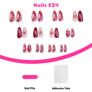 <span class=keywords><strong>Uñas</strong></span> Postizas Acrílicas 3D de Alta Calidad con Flores de Cristal, 24 Piezas, Cobertura Completa, Color Rosa Romántico, Venta al por Mayor, Logotipo Personalizado - Product Image 5