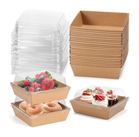 Boîte à macarons avec couvercles, contenants transparents pour desserts et charcuterie à emporter, boîte à petit-déjeuner jetable, mini-boîte à donuts