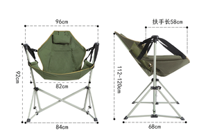 Chaise de camping en plein air chaise suspendue à bascule avec cadre léger petit paquet taille jusqu'à 140 kg chaise décontractée - Product Image 4