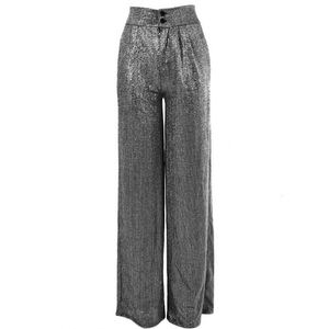 Dropshipping High Street <strong>Sparkly</strong> Elastic Waist Woman Glitter Bright Loose <strong>Wide</strong> <strong>Leg</strong> Pants Baggies <strong>Trousers</strong> Casual Pants Women - Product Image 5