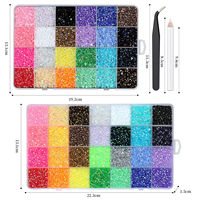 Meilleures ventes : Ensemble d'accessoires pour ongles en boîte 24 ou 28 compartiments, comprenant des strass en résine à fond plat effet perle et breloques pour ongles DIY multicolores