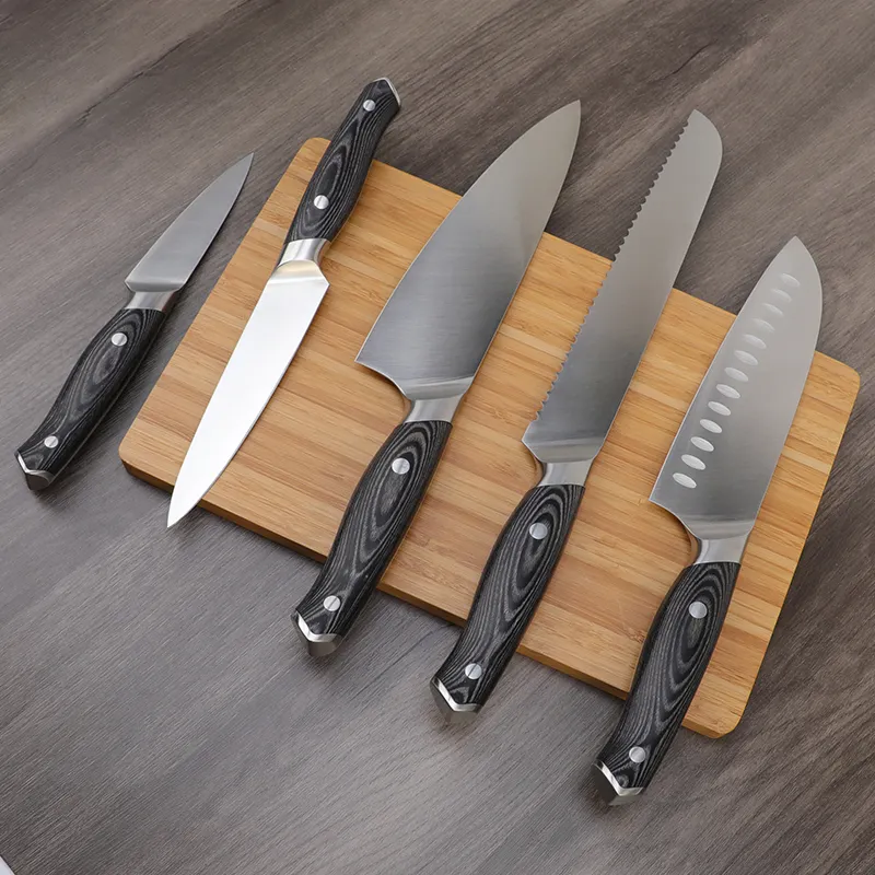 Tuobituo Professional Kochmesser Kit Sharp 8Pcs Küche Kochen Deutsch 1.4116 High Carbon Edelstahl Messer Set für die Küche