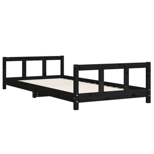 Cama Litera Infantil de Madera de Pino Maciza, Diseño Moderno, Color Negro, Muebles de Dormitorio, Barandilla de Seguridad para Niños y Niñas, Guardería - Product Image 3