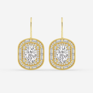 Boucles d'oreilles vintage à double halo en diamant ovale cultivé en laboratoire de 5 3/4 carats pour femmes, bijoux élégants et luxueux pour mariage - Product Image 5