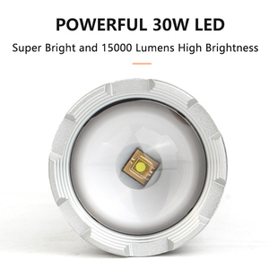 Bán buôn mạnh mẽ Đèn pin LCD kỹ thuật số hiển thị điện có thể sạc lại ngoài trời <span class=keywords><strong>Torch</strong></span> 30 wát LED <span class=keywords><strong>18000</strong></span> <span class=keywords><strong>lumens</strong></span> siêu sáng đèn pin - Product Image 5