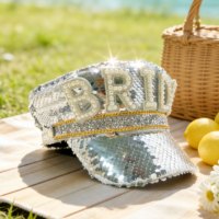 Chapeaux de fête pour festival Burning Man, chapeaux de capitaine reine en sequins argentés et perles, vente en gros, 3 MOQ