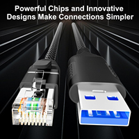Câble adaptateur Ethernet LAN USB 3.0 tressé en aluminium vers RJ45 UTP FTP via Gigabit, compatible avec les ordinateurs portables, PC, commutateurs et routeurs