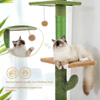 Modélisation de cactus vert de haute qualité Hauteur réglable Matériau en sisal Arbre Tour d'escalade multicouche verticale pour chat Poteau à gratter