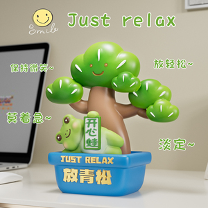 Décorations de bureau en forme de grenouille heureuse en pin, cadeau anti-stress et relaxant - Product Image 5