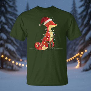 Camiseta con gráfico de animales y luces navideñas de Fox, regalo navideño para hombres y mujeres, talla unisex S M L XL XXL - Product Image 3