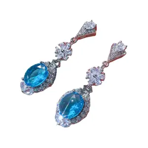 Pendientes de zirconia cúbica para mujer, accesorios de lujo para fiesta de boda, temperamento, joyería de oreja de borla larga para mujer