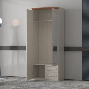 Wholesale Large 2-door Wardrobe with Moq <strong>50</strong> Set Customizable Inside Wooden Bedroom <strong>Closet</strong> 15mm MDF Wardrobe Bedroom - Product Image 3