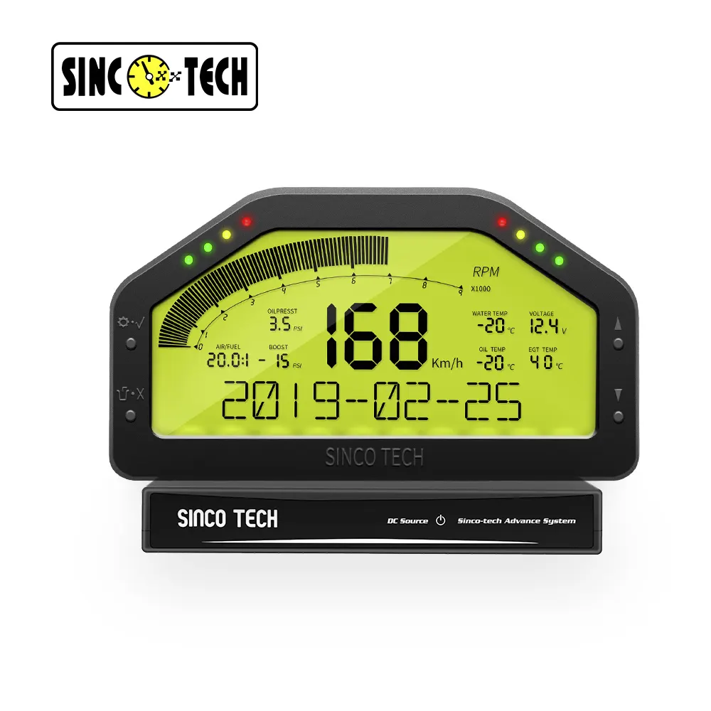 Sincotech medidor de corrida universal lcd 6.5 '', medidor de pressão para água, temperatura da água, velocímetro rpm, odo 10 em 1, medidor de calibre (do908)