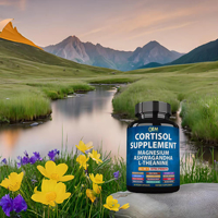 Capsules de Cortisol, Magnésium, Ashwagandha, L-Théanine : Compléments Détoxifiants pour le Sommeil et le Soulagement, pour Femmes Adultes, Suppléments à Base de Plantes
