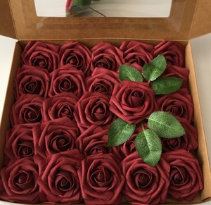 Kotak bunga mawar celup latar belakang dinding Flores palsu kepala mawar kuncup Hari Valentine dekorasi pernikahan DIY buatan PE 25pcs - Product Image 2