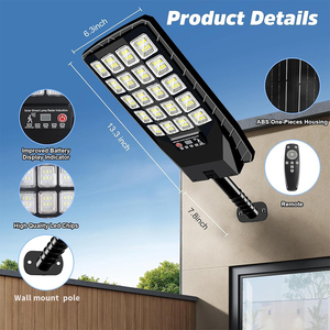 ไฟถนนโซลาร์เซลล์คุณภาพสูง 5730 120 LED DC  ตัวเรือนพลาสติก ABS กันน้ำ IP65 สำหรับใช้งานกลางแจ้ง ใช้แบตเตอรี่ ได้รับการรับรองมาตรฐาน ROHS - Product Image 3