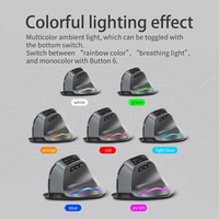 Souris sans fil verticale avec écran OLED, rétroéclairage LED USB, capteur optique rechargeable pour ordinateur portable, tablette, design ergonomique