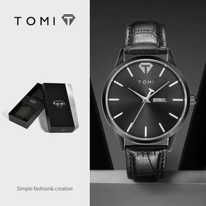 <span class=keywords><strong>Montre</strong></span> à mouvement à quartz TOMI T045 T046 en promotion, personnalisable pour les affaires, bracelet en cuir simple, calendrier, usage quotidien, <span class=keywords><strong>montre</strong></span>-bracelet unisexe - Product Image 6