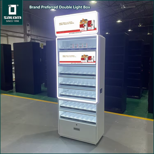 Kích thước lớn thuốc lá hiển thị đứng kim loại thuốc lá chủ với đôi hộp đèn cho khói cửa hàng trạm xăng - Product Image 3