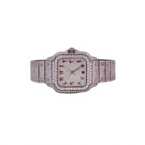 Reloj de lujo con diamantes para mujer, caja rectangular de 30mm, cristal de zafiro analógico de cuarzo, banda de acero inoxidable, cierre de mariposa con números romanos - Product Image 1