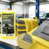 Chiffon de nettoyage multi-usages en microfibre tricotée warp 350 g/m², lot de 36 pièces, 40x40 cm, serviette de lavage de voiture à séchage rapide en microfibre