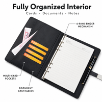 Carnet de notes professionnel A5 avec recharge sans fil, lampe de lecture LED, emplacement pour carte intelligente, logo personnalisé, cadeau d'entreprise, 100 feuilles