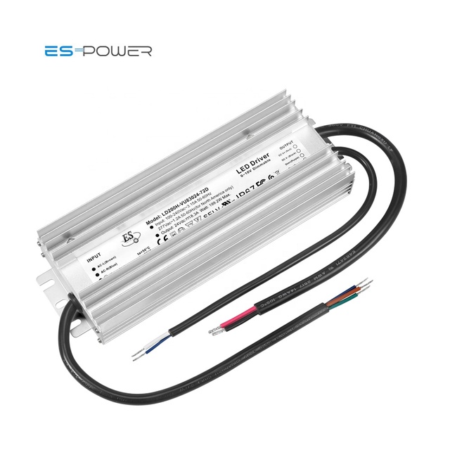 Dali Triac 0-10v 3-in-1 DIM 200W Constant Voltage Single Output IP67 Flicker Free LED Driver 92-94% Efficiency >0.98 PF 3-Year