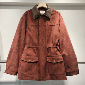 Nouvelle Arrivée Automne 2026 – Manteau <span class=keywords><strong>Trench</strong></span> Rétro en <span class=keywords><strong>Daim</strong></span> Ample à Col Revers et Fermeture Éclair à Manches Longues - Product Image 1
