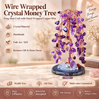 Ornements de luxe à prix avantageux, arbre à monnaie en cristal enveloppé de fil, artisanat Feng Shui avec fil de cuivre