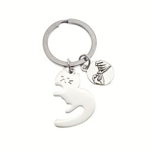 Colgante de Metal Personalizable de Fábrica para Mejores Amigos o Parejas, con Gatos Abrazándose, Llavero de Acero Inoxidable - Product Image 5