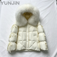 2026 Neue Winter Mittellange Kapuzen-Gänsedaunenjacke für Damen mit Echtem Pelzbesatz Dicke Isolierte Casual Pufferjacke
