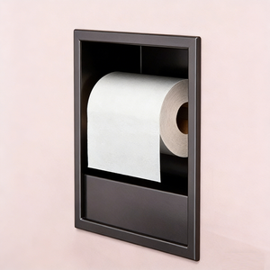 Porte-papier toilette mural encastré en acier inoxydable moderne, étagère pour papier toilette, niche pour salle de bain d'hôtel - Product Image 5