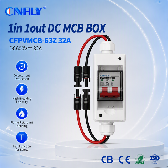 PV Box 600V 32A 63A MCB IP65 Waterproof Solar DC Combiner BOX Distribution 1in 1out Mini Circuit Breaker HT Box With DC Cable