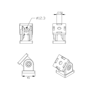 Fabricant chinois Rohs 2117 4545 OEM ODM Moulage sous pression 45mm*45mm 45*45mm Joint pivotant en zinc pour extrusion d'aluminium 30 40 45 - Product Image 2
