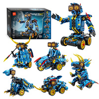 Blocs de construction programmables en plastique 6-en-1, ensemble de véhicules robotiques d'ingénierie, modèle DIY, télécommande, contrôle par application, jouets pour enfants