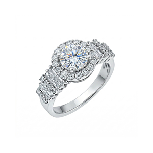 Bague de mariage et de fête personnalisée avec logo, en argent, diamant de laboratoire rond de 1,0 ct, sertie à griffes, certifiée IGI, taille brillant - Product Image 1