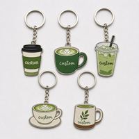 Porte-clés personnalisés en métal pour matcha latte, mini-tasses, avec logo de café, promotionnels, souvenirs