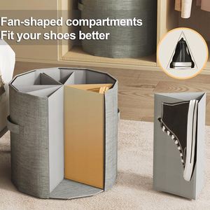 Stackable <b>Shoe</b> Organizer with Adjustable Compartments Circular Shape <b>Foldable</b> Feature Sustainable Materials for Closet Storage - Product Image 5