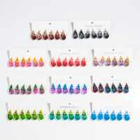 Nuevos Pendientes de Gota Color Zumo de Verano para Chica Bonita, Joyería para Fiesta, Juego de 3 Pares de Pendientes de Gota de Acrílico Transparente de Dos Tonos