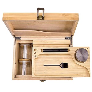 Custom LOGO Smoking Accessories Wooden Rolling Tray Smell Proof Stoner Storage <strong>Herb</strong> Tobacco Bamboo Stash <strong>Box</strong> with Lock Combo Kit - Product Image 3