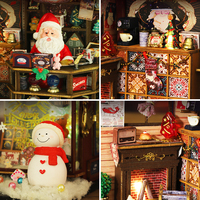 Kit de décoration de livre de Noël, modèle de scène de livre miniature en bois à assembler soi-même avec lumière LED, cadeau de décoration de bureau