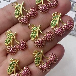 Venta al por mayor cereza encanto collar moda 18K chapado en oro piedra con cuentas turquesa colgante collares joyería de moda - Product Image 4