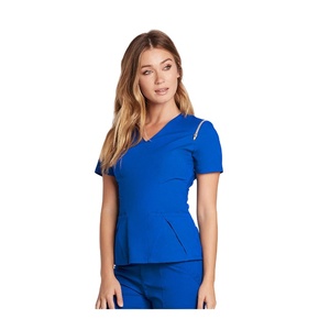 Uniforme professionnel <span class=keywords><strong>de</strong></span> beauté unisexe pour salon <span class=keywords><strong>de</strong></span> manucure et <span class=keywords><strong>de</strong></span> coiffure, 2 pièces, manches courtes, col en V, mélange <span class=keywords><strong>de</strong></span> spandex, tunique d'esthéticienne, spa - Product Image 1