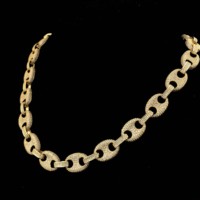 Collier chaîne à maillons en forme de grains de café solides, serti de zircon cubique, style hip-hop, pour hommes, bijoux de rappeur, YSSJewelry