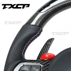 Volante in Fibra di Carbonio Compatibile con <span class=keywords><strong>BMW</strong></span> M2 M3 M4 M5 M6 X5M X6M G20 G38 G30 G01 G05 F10 F18 F02 F84 F80 F83 F81 F92 X1X4 X5 X2 X3 - Product Image 4