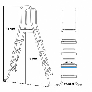 Escalera <span class=keywords><strong>para</strong></span> Piscina de 4 Peldaños, Hierro Galvanizado Q235, 1.97 m de Altura, Barra de Acceso <span class=keywords><strong>para</strong></span> Piscina Elevada - Product Image 5