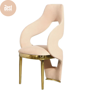 Fauteuil d'appoint moderne en velours incurvé avec pieds en métal doré, siège design rembourré de <span class=keywords><strong>luxe</strong></span> pour salle à manger et salon d'hôtel - Product Image 2