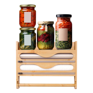 Découpeur de film alimentaire avec boîte de <span class=keywords><strong>rangement</strong></span> <span class=keywords><strong>tiroir</strong></span>, boîte de découpe pour papier aluminium et film alimentaire, boîte de <span class=keywords><strong>rangement</strong></span> de cuisine en bambou - Product Image 3